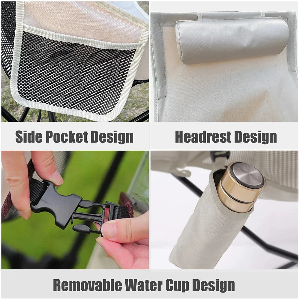 WEST TUNE Portable Folding Camping Chair with Headrest for Outdoor Use