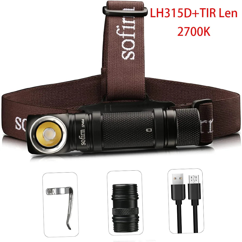 SOFIRN SP40A - 1200 Lumen TIR Optics Headlamp with Magnetic Tail and USB Charging