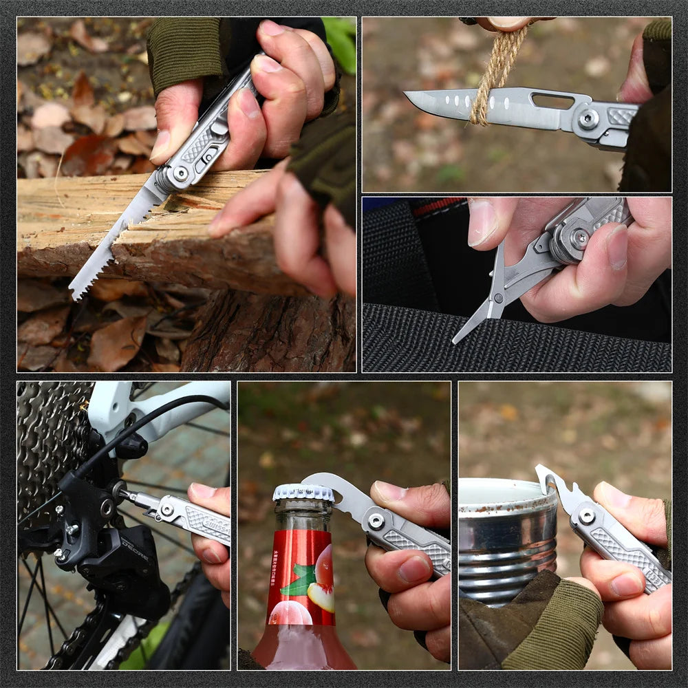 SWISS TECH 11-in-1 Stainless Steel Folding Multi Knife Compact Outdoor Pocket Tool