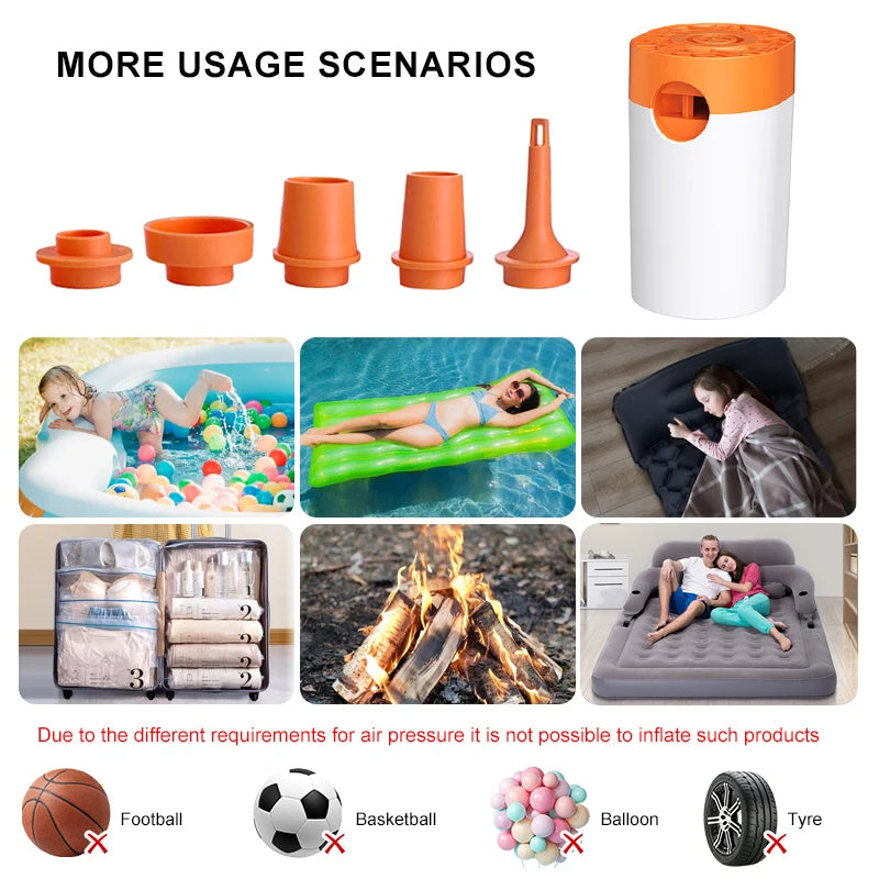 WESTTUNE 2-in-1 Wireless Air Pump – Portable Battery-Powered Inflator & Deflator for Camping