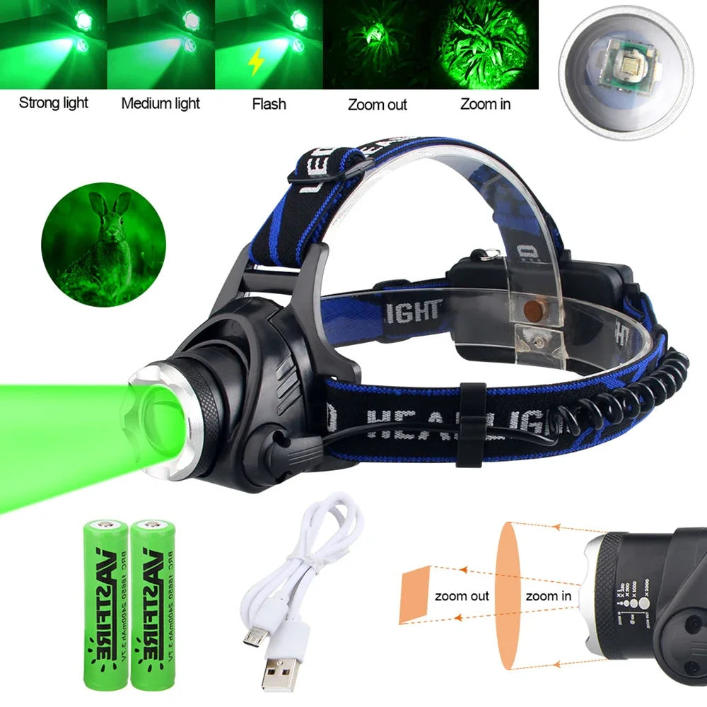 SOLARSTORM XPG Tactical Zoomable Headlamp - Red/Green/UV LED for Hunting & Fishing