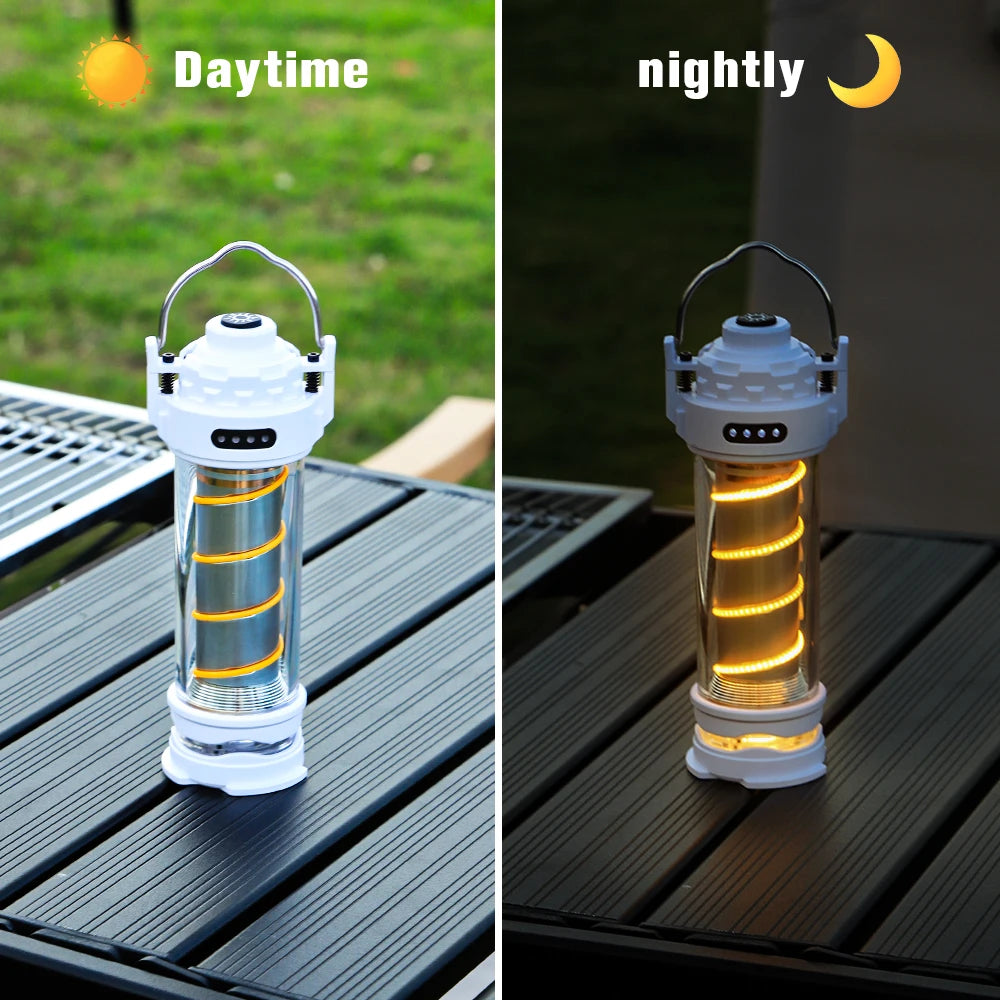 RUNHUI Outdoor LED Camping Light with Tripod – USB Rechargeable Lantern with 5 Modes
