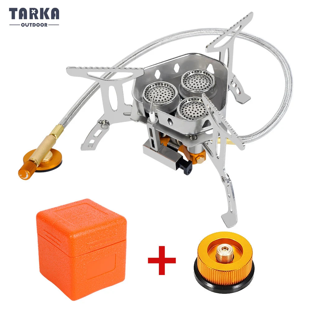 TARKA 3 Heads Gas Stove – Folding 5800W Camping Burner for Outdoor Cooking & BBQ