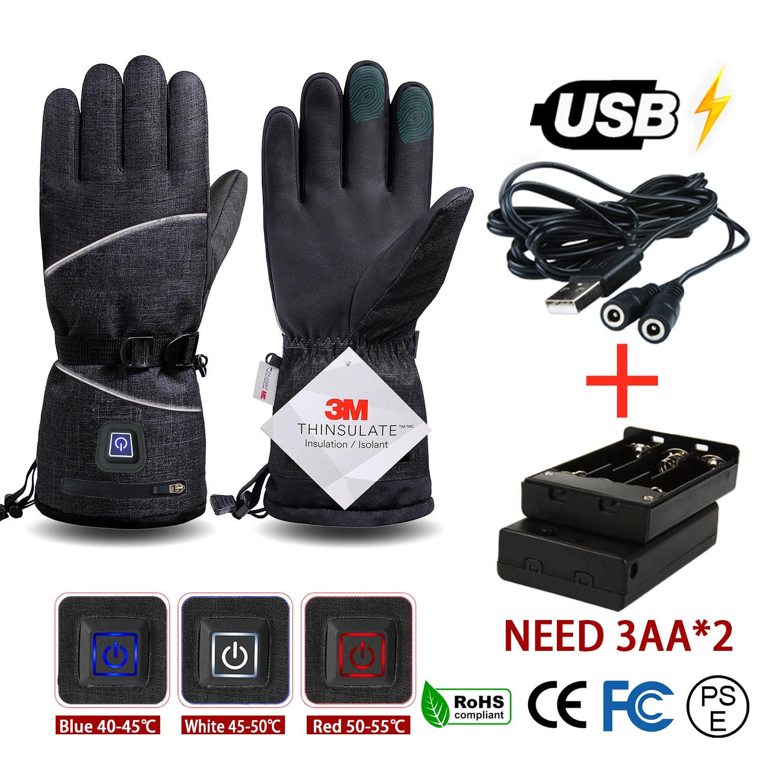 Winter Heated Gloves – Waterproof Electric Thermal Gloves for Outdoor Sports