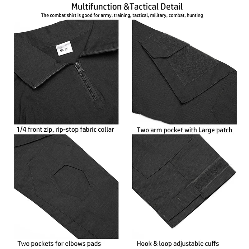 REFIRE GEAR Men's Combat Shirt - 1/4 Zip Ripstop Cotton Tactical Shirt for NZ Hunting