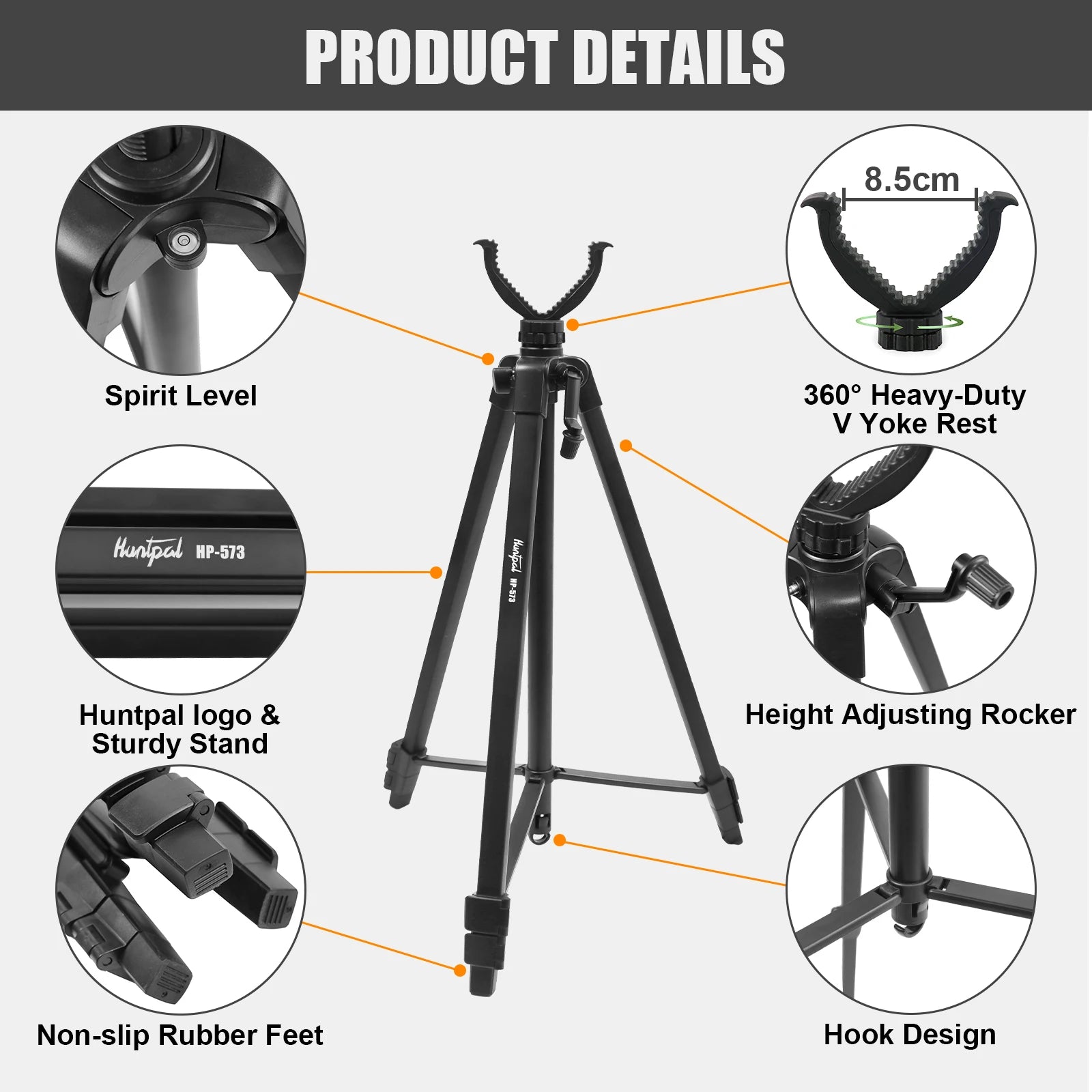 HUNTPAL Adjustable Shooting Tripod – Lightweight Aluminium V Yoke Rest for Hunting Rifles