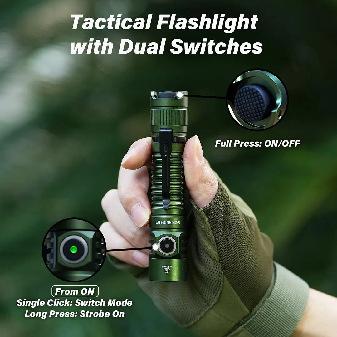 SOFIRN SP31 V3.0 Dual Switch Flashlight - 2000 Lumen Hunting Torch with USB-C Charging