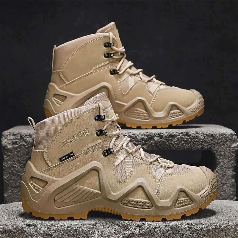 DQTBE Men's Tactical Boots with Straps – Waterproof and Breathable for Outdoor Hiking and Combat
