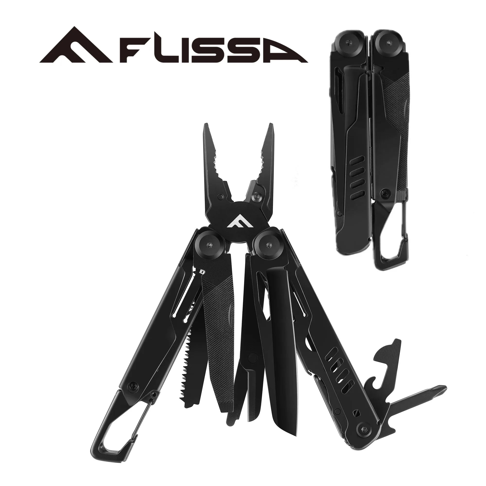 FLISSA 16-in-1 Stainless Steel Multitool Pliers Compact Folding Tool for Camping & Travel
