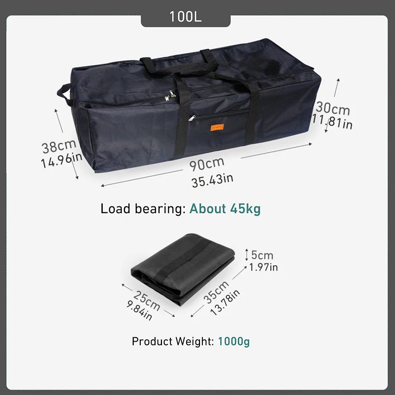 WESTTUNE Camping Tools Storage Bag – Large-Capacity Folding Travel Bag for Outdoor Gear (100L)