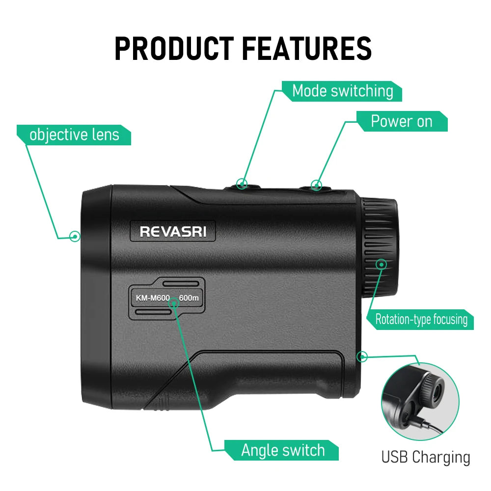 REVASRI 600m Golf Laser Rangefinder with Slope & Flag Lock