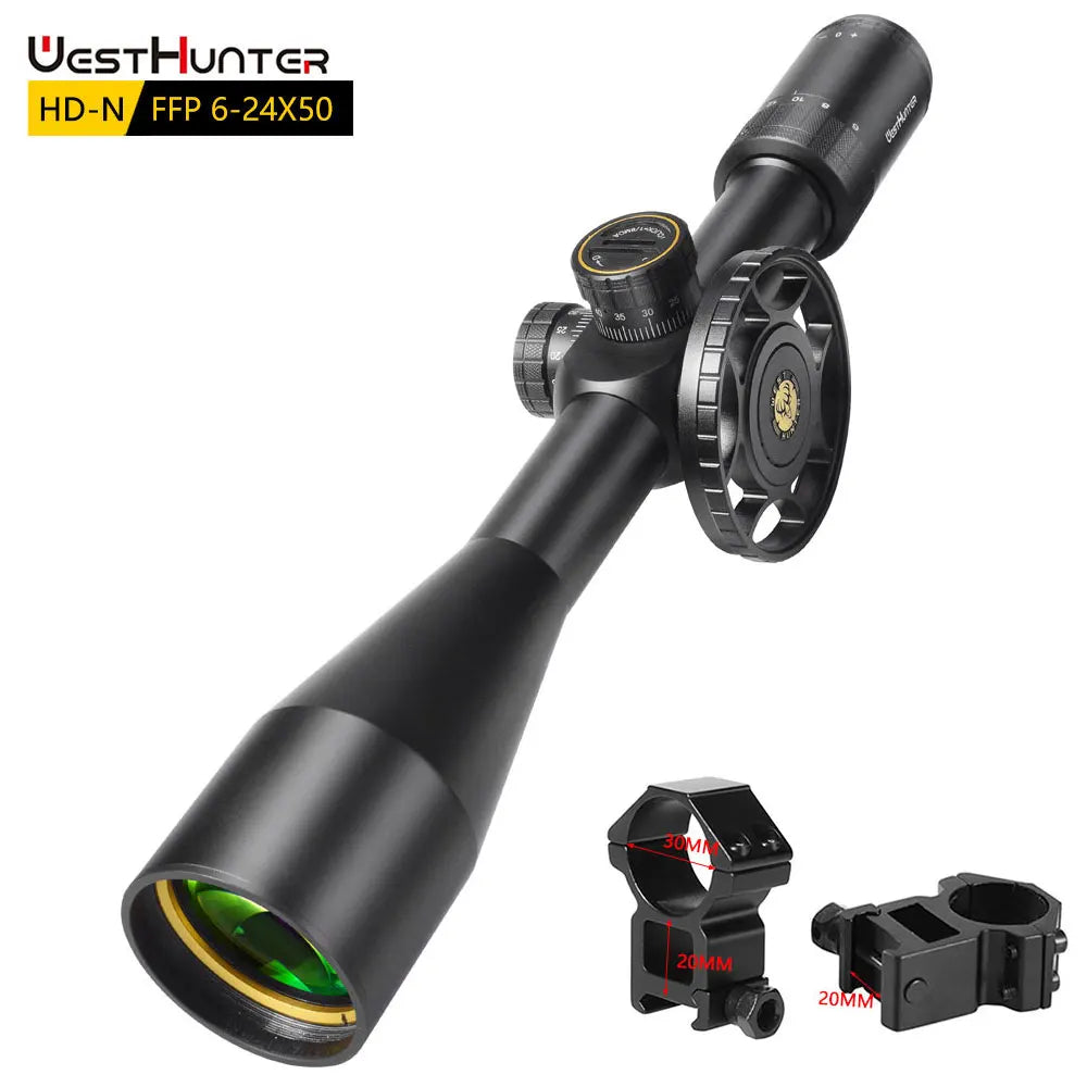 WESTHUNTER HD-N 6-24x50 FFP Riflescope – First Focal Plane Tactical Scope with Side Parallax