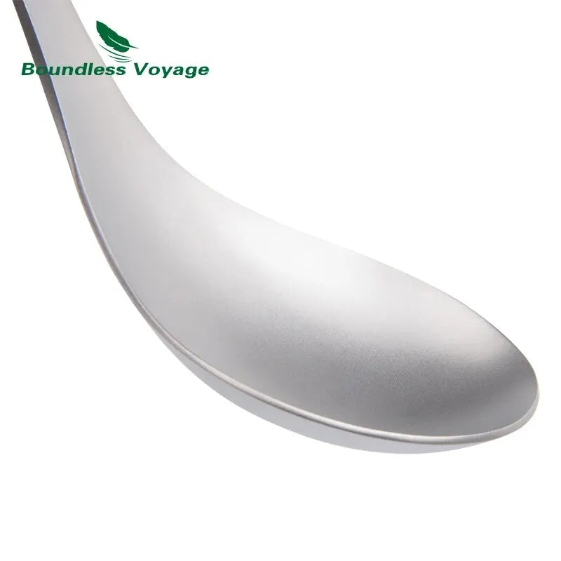 BOUNDLESS VOYAGE Titanium Deep-Bowled Ladle – Lightweight Cooking Spoon for Camping & Kitchen Use