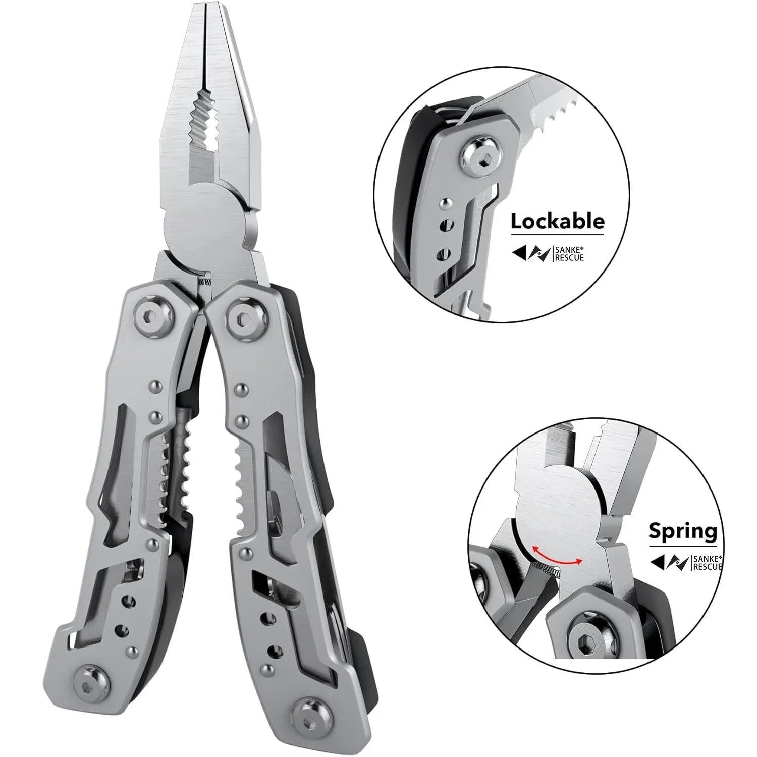 SANKE RESCUE 14-in-1 Multi-Tool Folding Knife and Pliers for Camping and Survival