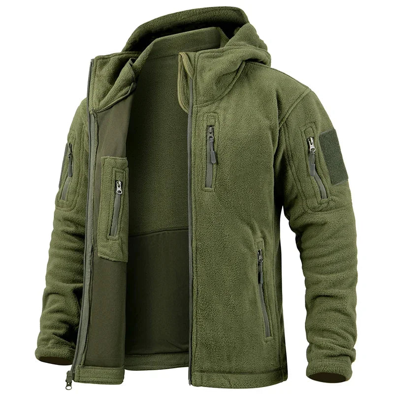REFIRE GEAR Men's Hunting Fleece Jacket - Multi-Pocket Winter Outdoor Hoodie for NZ Expeditions