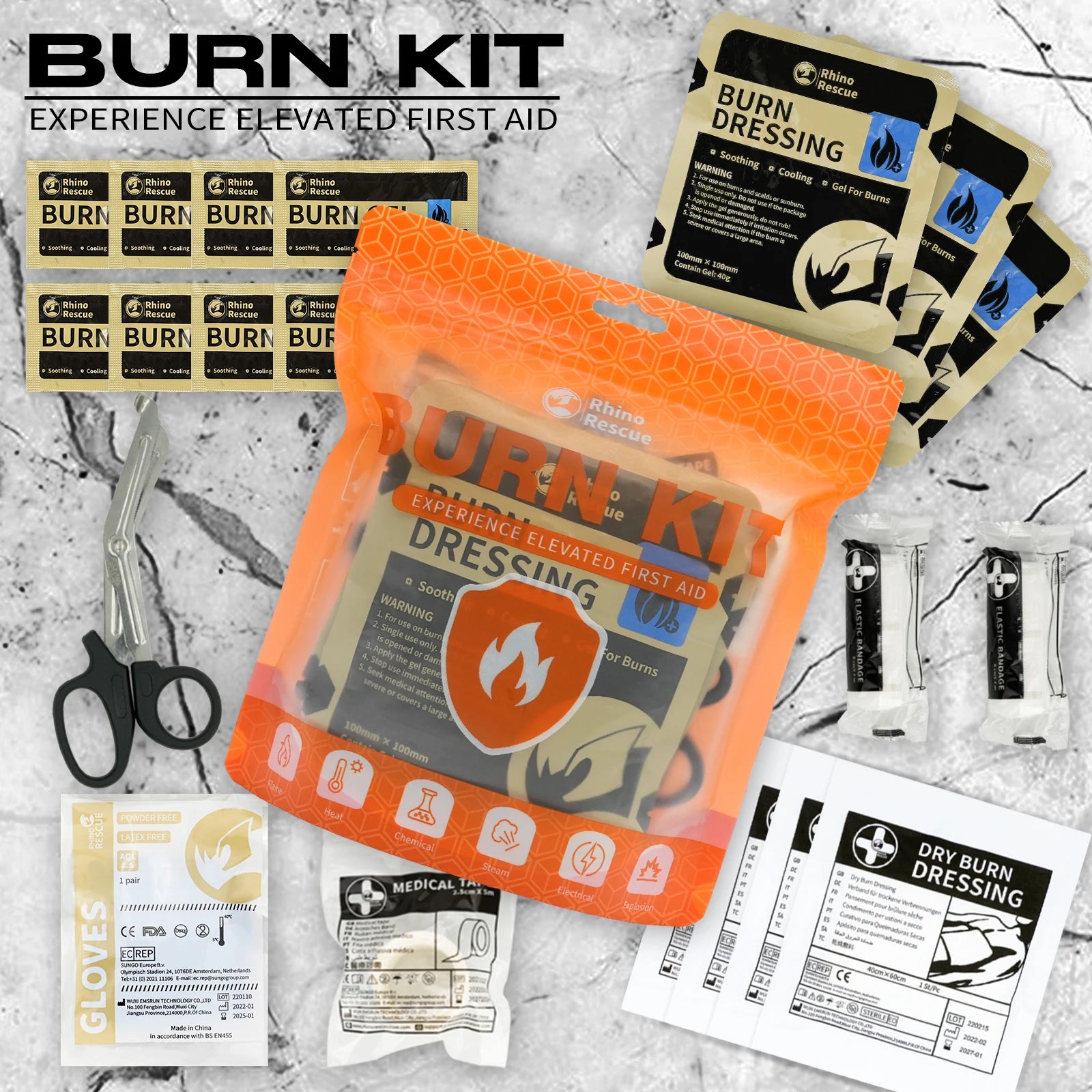 RHINO RESCUE Transparent Hydrogel Wound Dressing – Burn Gel for Emergency Burn Care