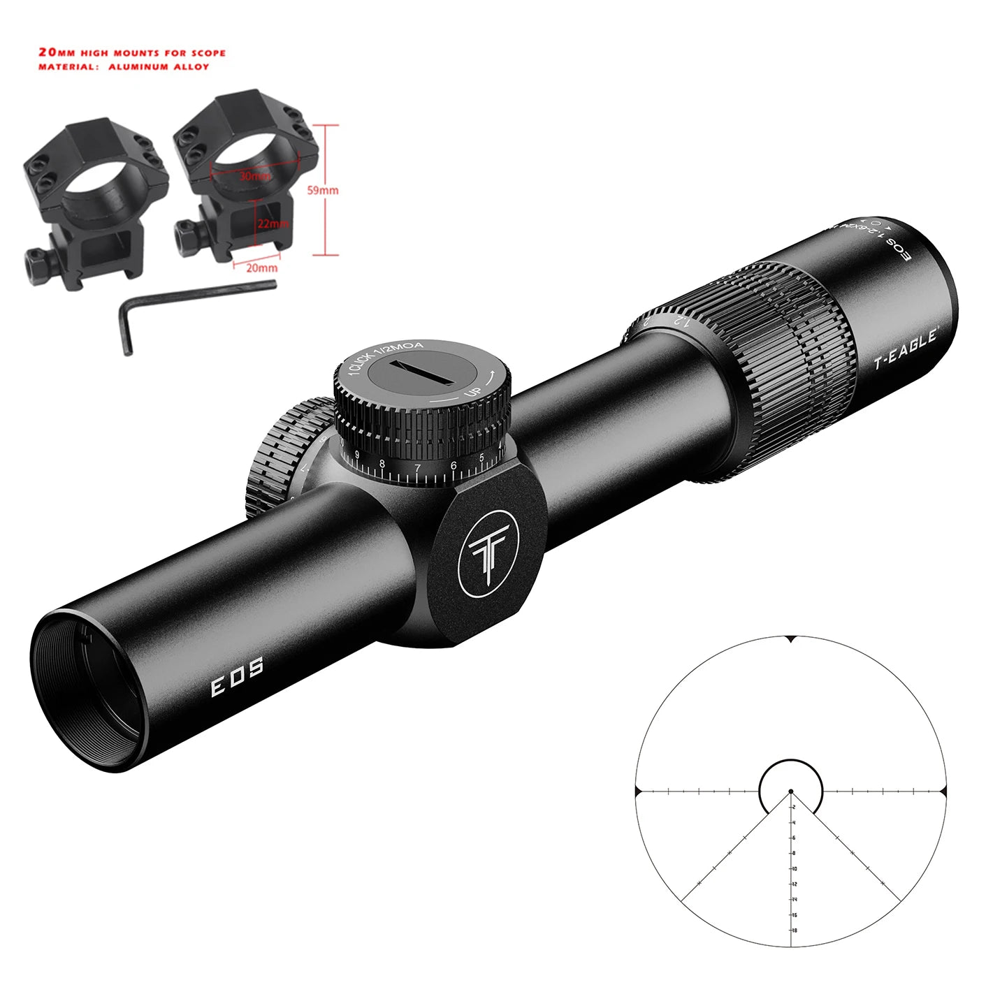 T-EAGLE EOS 1.2-6×24 WA Tactical LPVO Rifle Scope - Wide Angle Variable Optic for Close-Range Precision