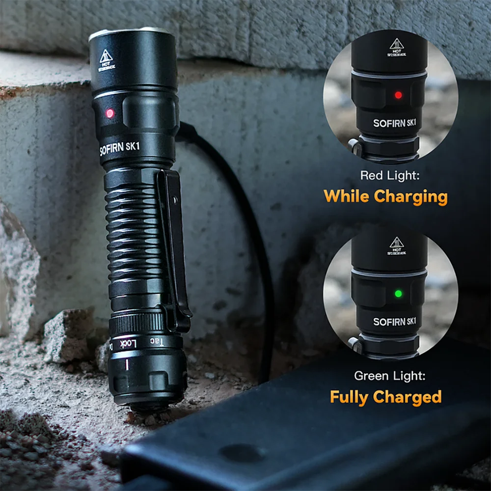 SOFIRN SK1 Rotary Switch Flashlight - 1300 Lumen Hunting Torch with Dual Operation Modes