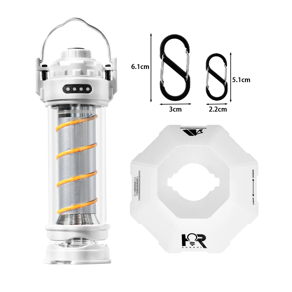 RUNHUI Outdoor LED Camping Light with Tripod – USB Rechargeable Lantern with 5 Modes