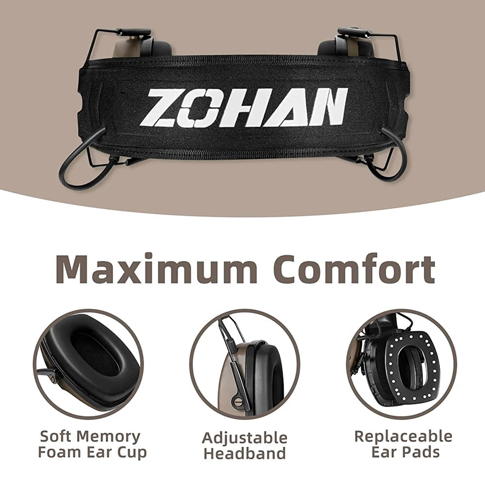ZOHAN Bluetooth 5.0 Electronic Shooting Earmuffs – Noise Reduction and Sound Amplification