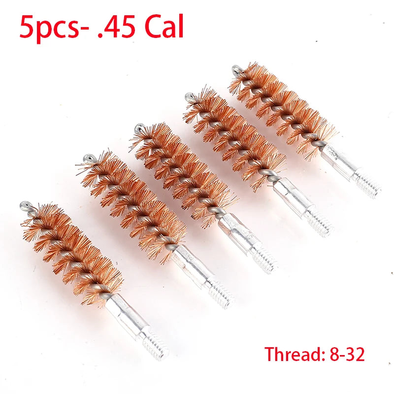 5Pcs Gun Cleaning Brush Head Kit – 9mm, 5.56mm, 7.62mm, .45Cal, .40Cal, 12GA Bronze Brushes