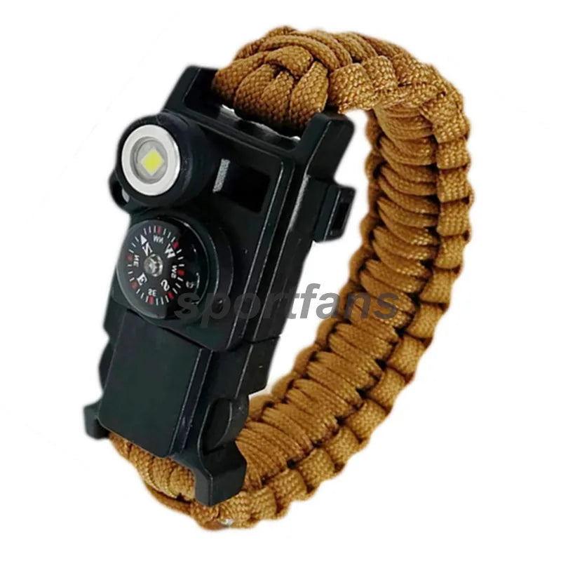 SPORTFANS Waterproof LED Paracord Bracelet – Emergency Survival Cord for Outdoor Adventures