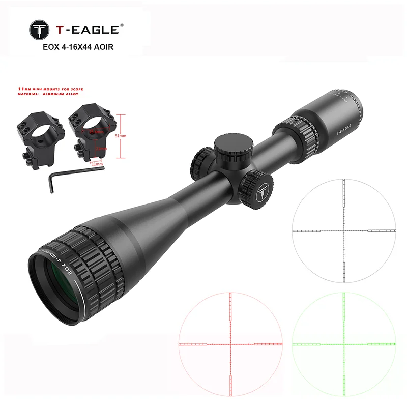T-EAGLE EOX 4-16×44 AOIR Tactical Rifle Scope - Illuminated Variable Optic for Precision Hunting