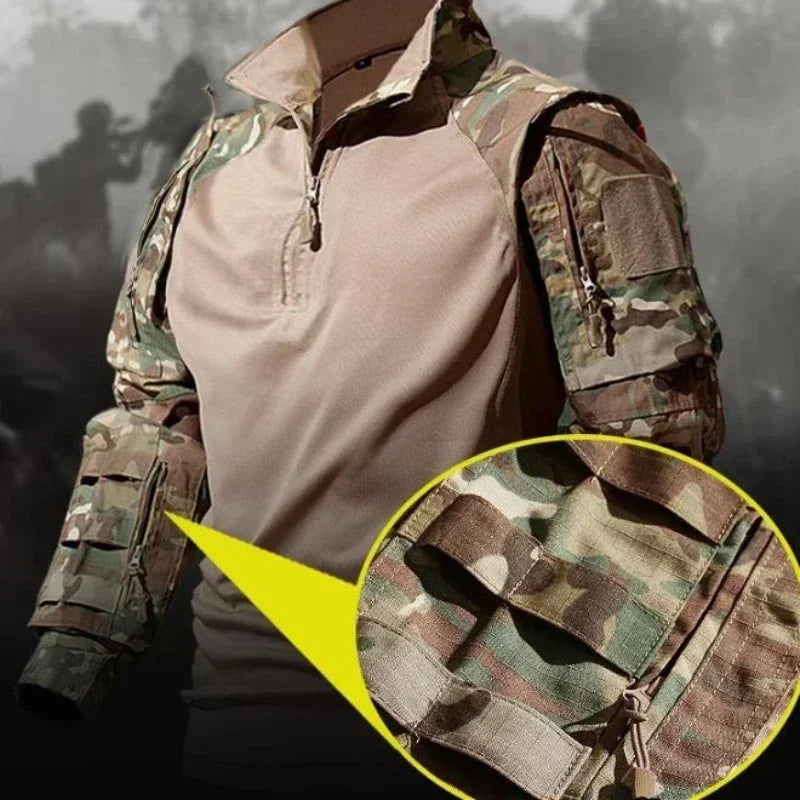 Men’s Outdoor Tactical Hunting Set – Waterproof Camo Sweatshirt & Cargo Pants, Durable, Pockets