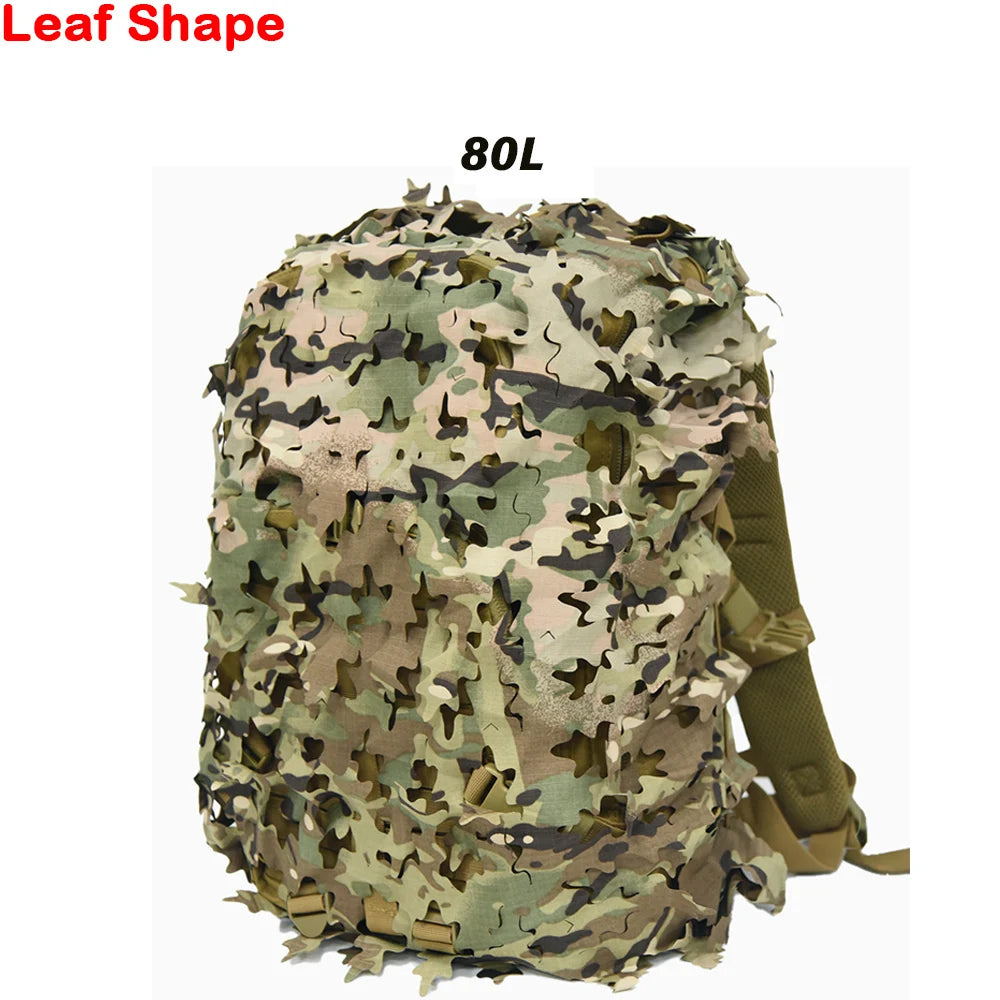 3D Camo Net Backpack Cover – Laser Cut Camouflage for Hunting & Paintball (60L/80L)