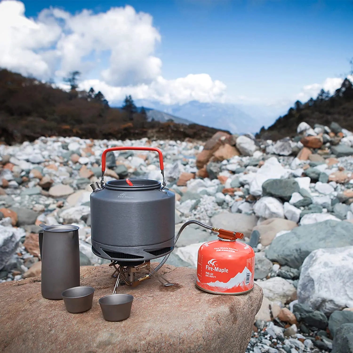 FIRE MAPLE Hiking Teapot – Lightweight Heat Exchanger Camping Kettle (0.8L/1.3L) with Filter