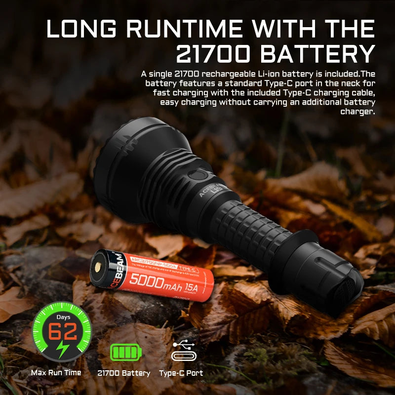 ACEBEAM L19 2.0 2200 Lumen Long-Range Rechargeable Hunting Flashlight