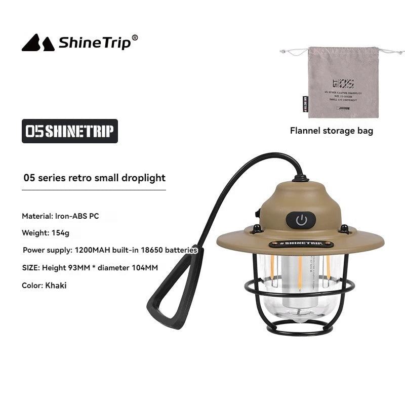 SHINETRIP Outdoor Retro Small Drop Light – USB Rechargeable LED Hanging Lamp for Camping & Tents