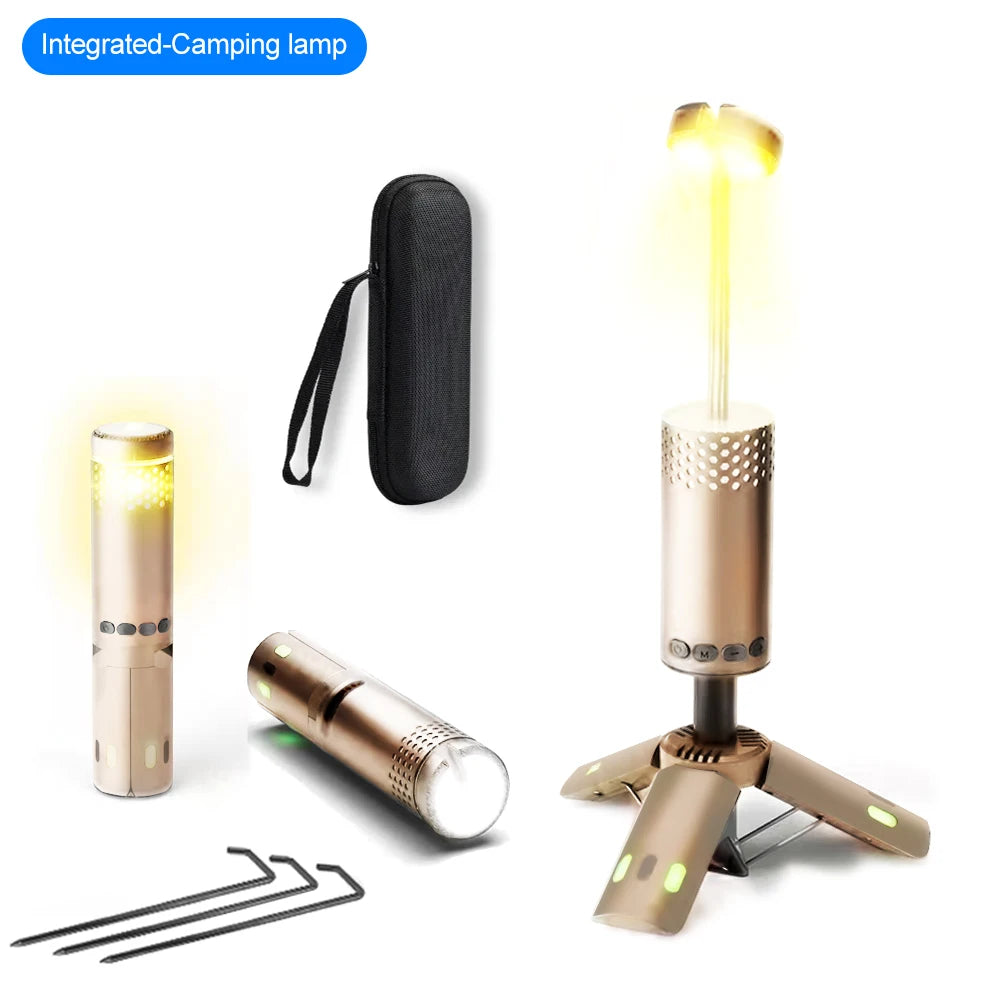 NEWSTYLE Telescopic LED Camping Lantern - Rechargeable Tripod Light with Flashlight Function