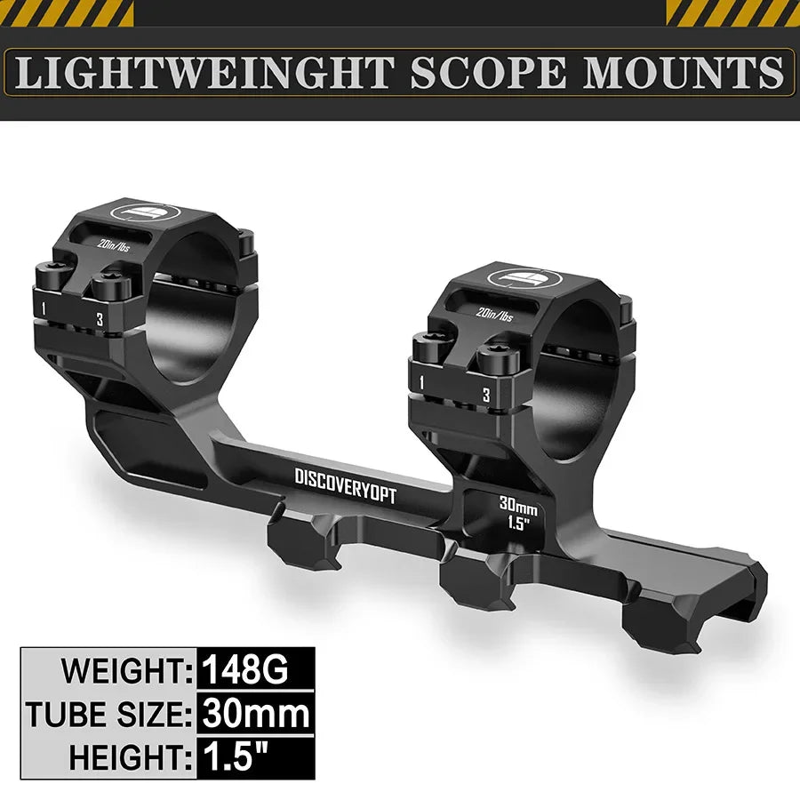 DISCOVERYOPT Precision One-Piece Scope Mount - 30mm/34mm Rigid Picatinny Rings with Height Options