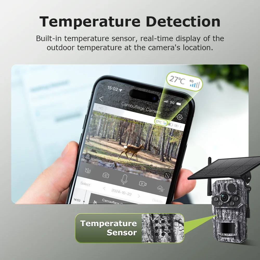 INQMEGA 5MP 4G 2K Trail Camera – PIR Motion Activated Night Vision Solar Hunting Cam