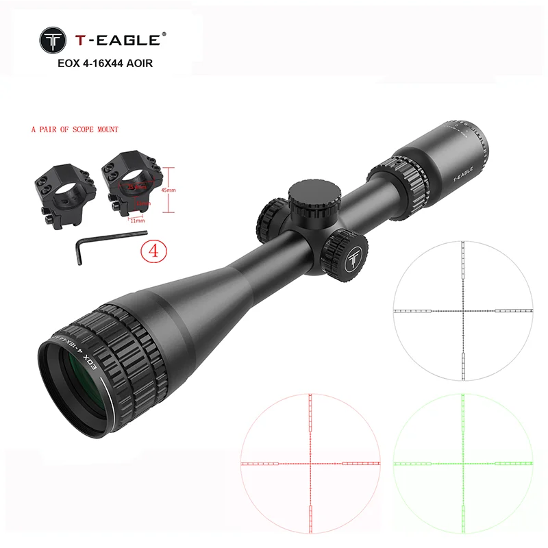 T-EAGLE EOX 4-16×44 AOIR Tactical Rifle Scope - Illuminated Variable Optic for Precision Hunting