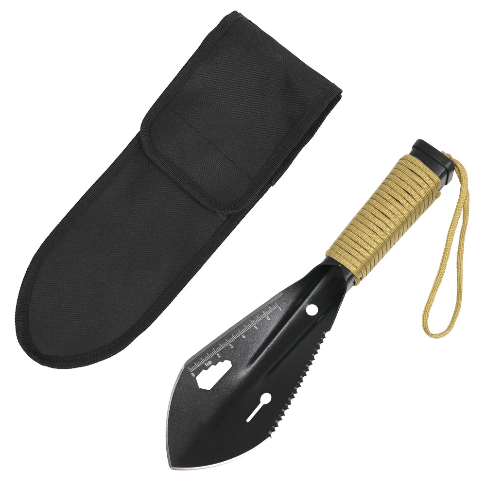 Stainless Steel Garden Trowel – Multi-Tool Camping Shovel with Paracord Handle and Pouch