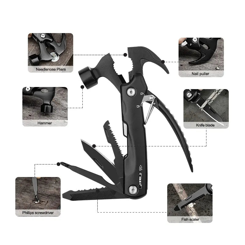 MAARTEN 12-in-1 Multi-Tool Hammer – Ideal Gift for Outdoor & DIY Enthusiasts