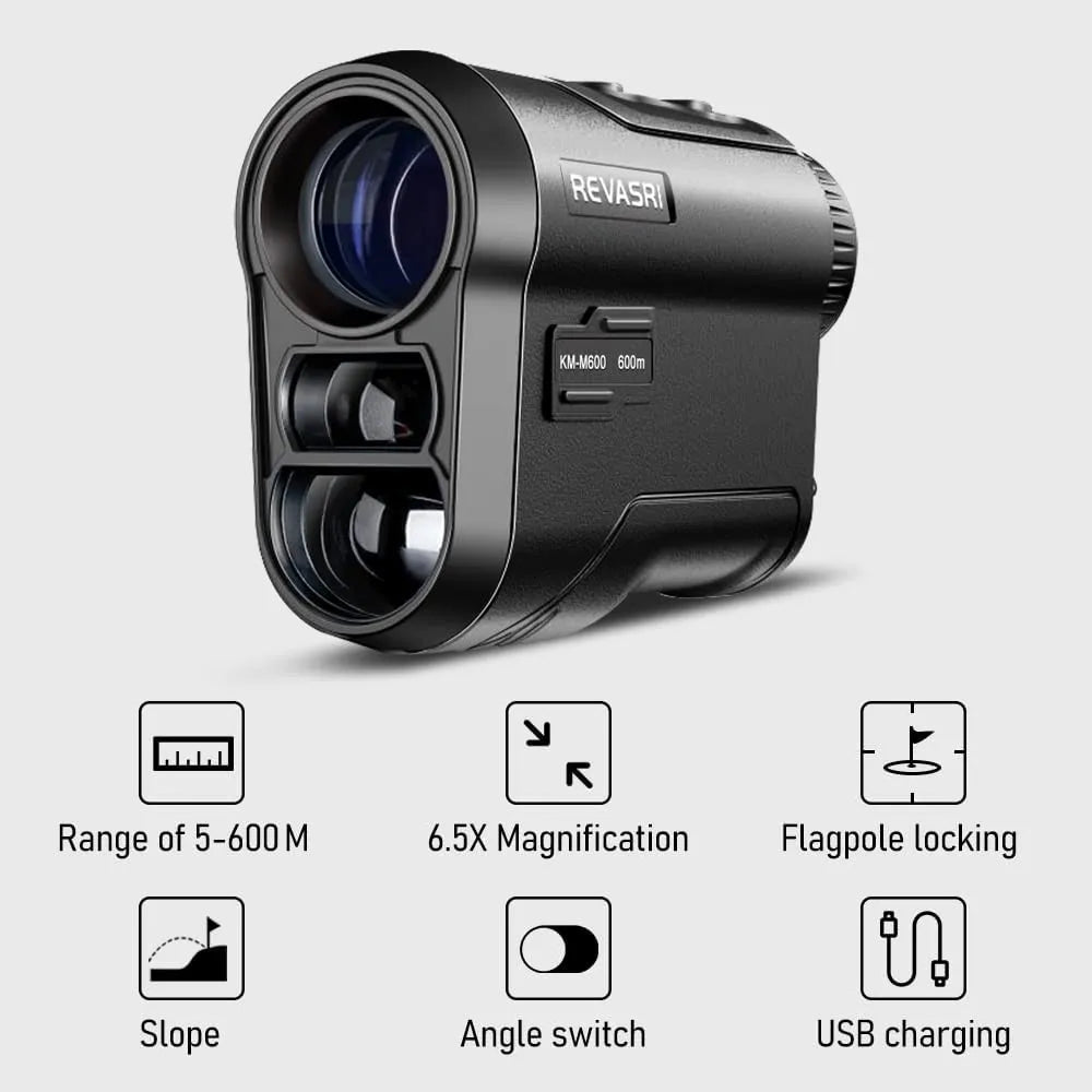 REVASRI 600m Golf Laser Rangefinder Rechargeable with Slope & Flag Lock
