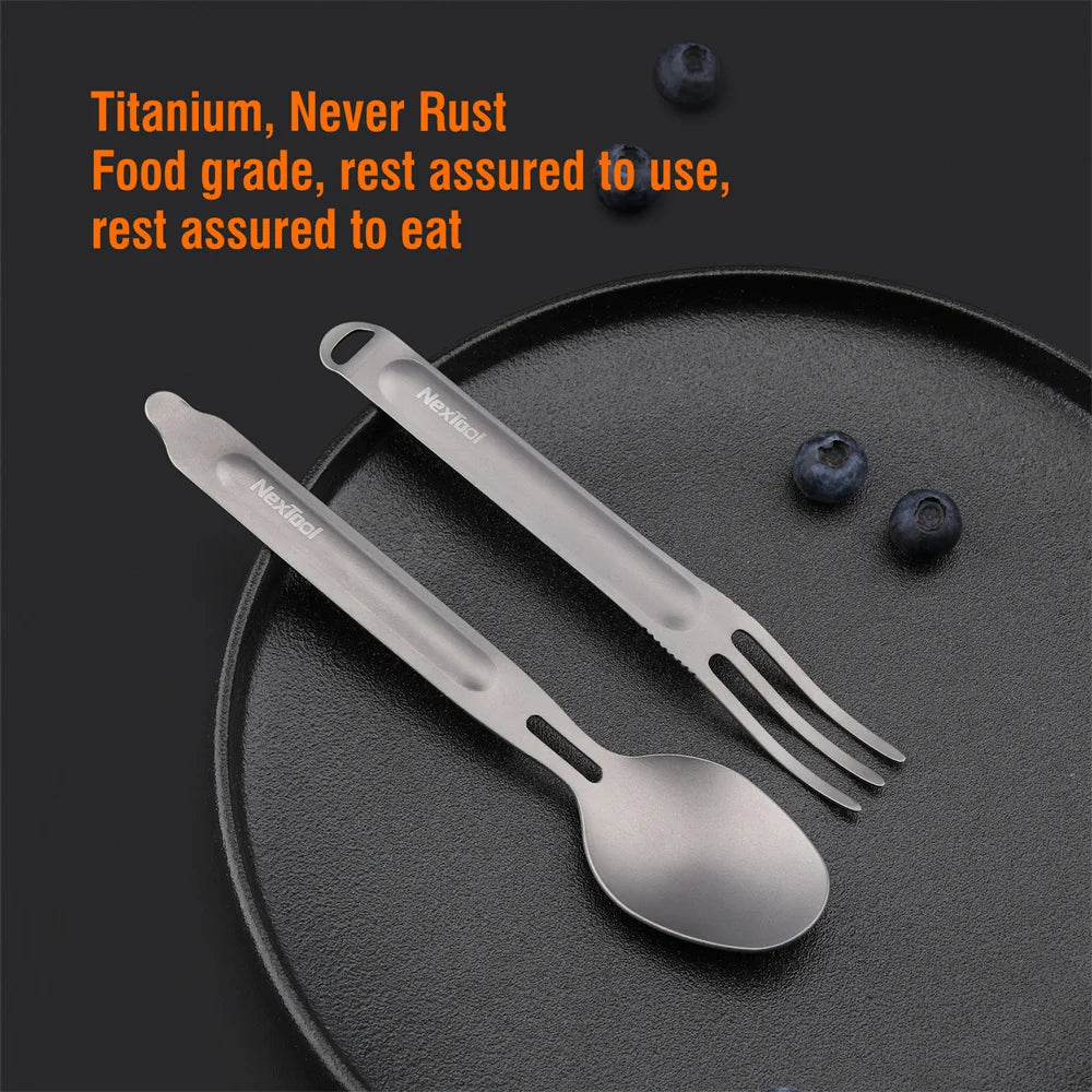 NEXTOOL Fork Spoon 2-in-1 Pure Titanium Spork for Camping and Outdoor Use