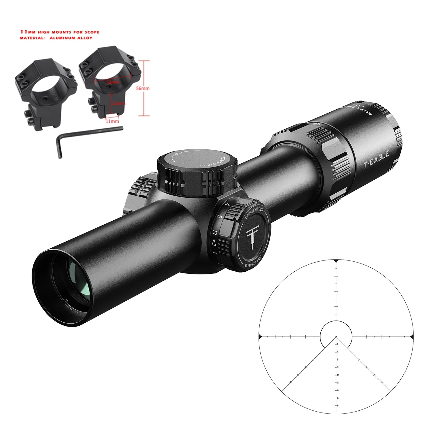 T-EAGLE EOX 1.2-6×24 IR Tactical LPVO Rifle Scope - Illuminated Variable Optic for Hunting