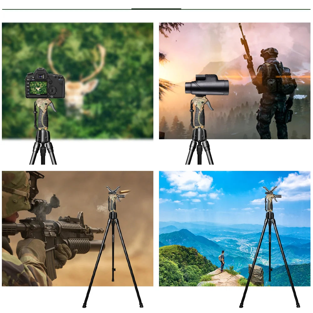 HUNTPAL Generation 4 Adjustable Hunting Tripod – Camo Shooting Stick with 360° V Yoke