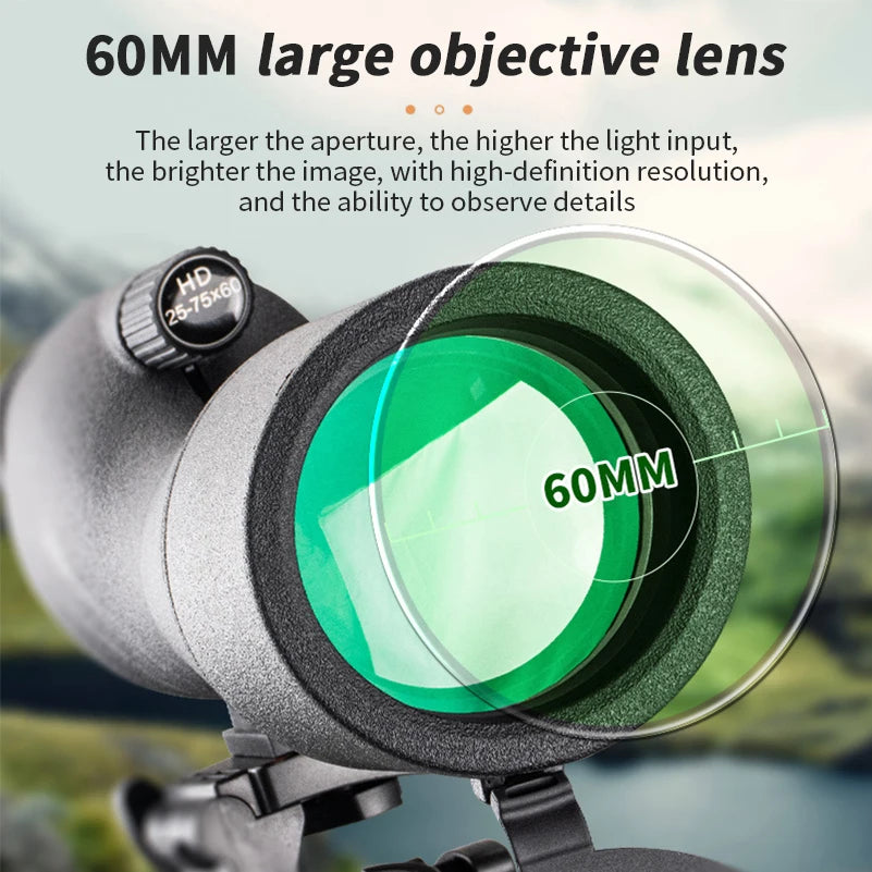 LOERSTON C8009 25-75x60 HD Spotting Scope for Birdwatching and Camping