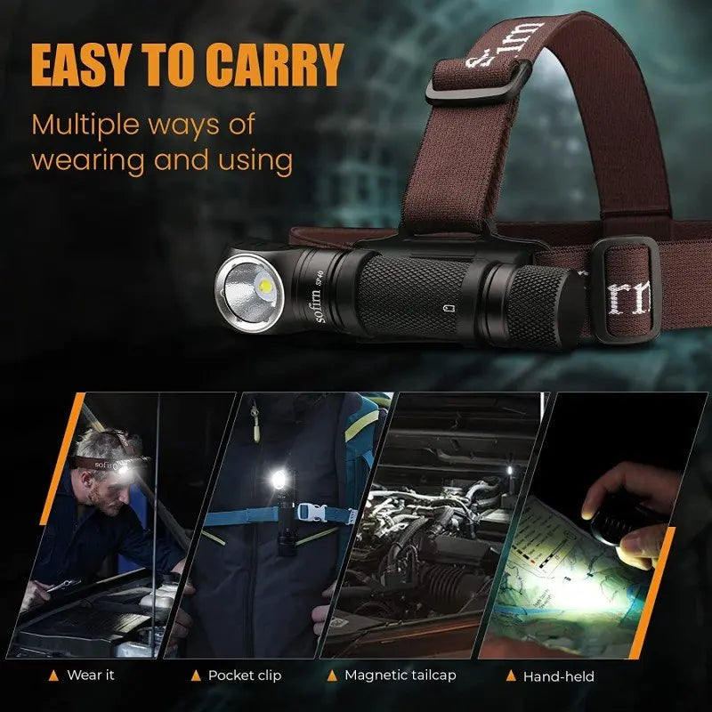 SOFIRN SP40 - 1200 Lumen Rechargeable EDC Headlamp with Magnetic Tail Cap