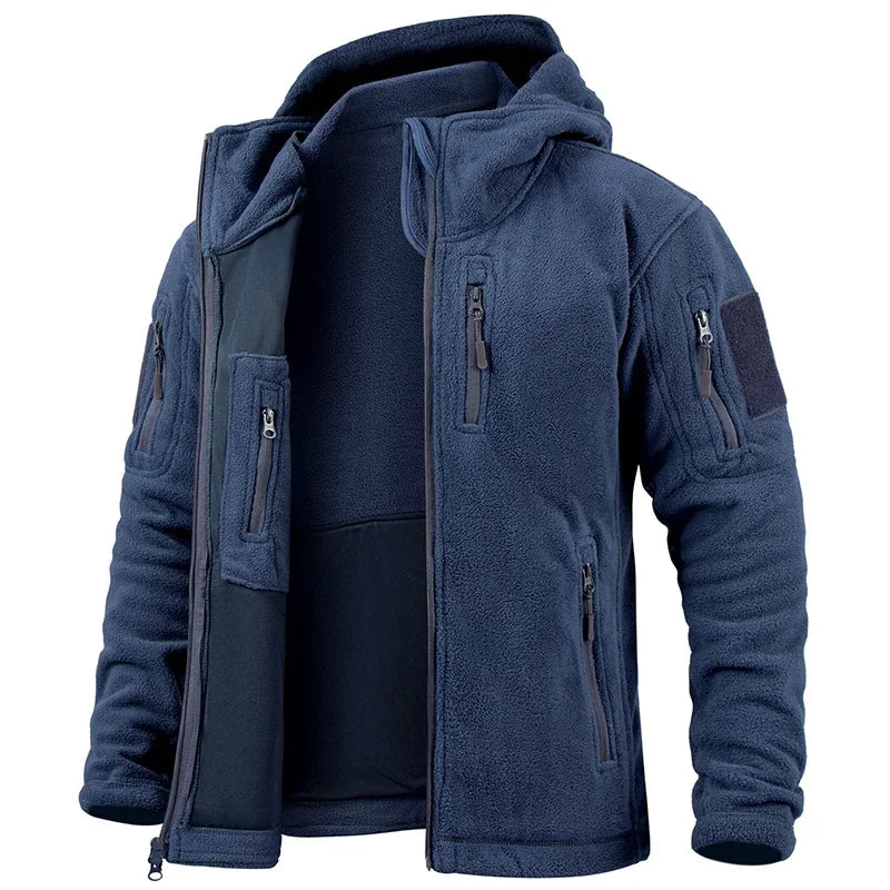 REFIRE GEAR Men's Hunting Fleece Jacket - Multi-Pocket Winter Outdoor Hoodie for NZ Expeditions