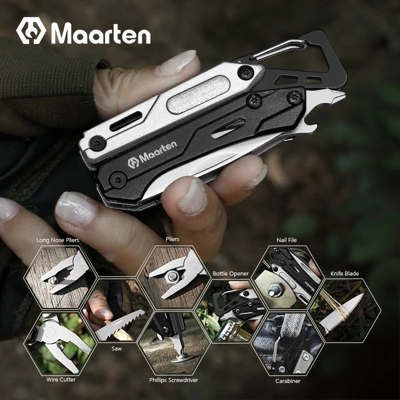 MAARTEN 9-in-1 Stainless Steel Multitool with Self-Locking Pliers