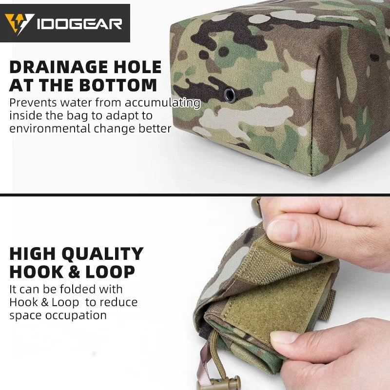 IDOGEAR Tactical Foldable Dump Pouch – MOLLE-Compatible Mini Drop Pouch for Hunting & Outdoor Use
