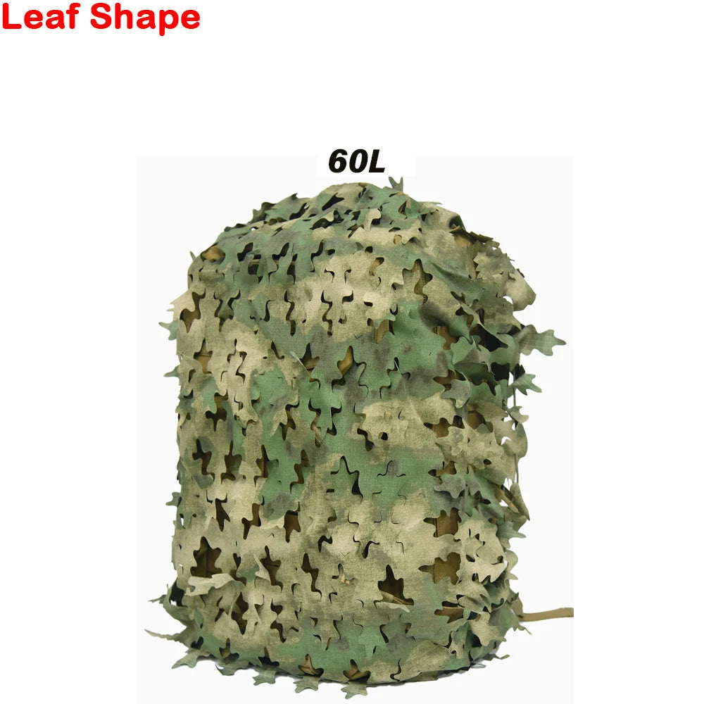 3D Camo Net Backpack Cover – Laser Cut Camouflage for Hunting & Paintball (60L/80L)