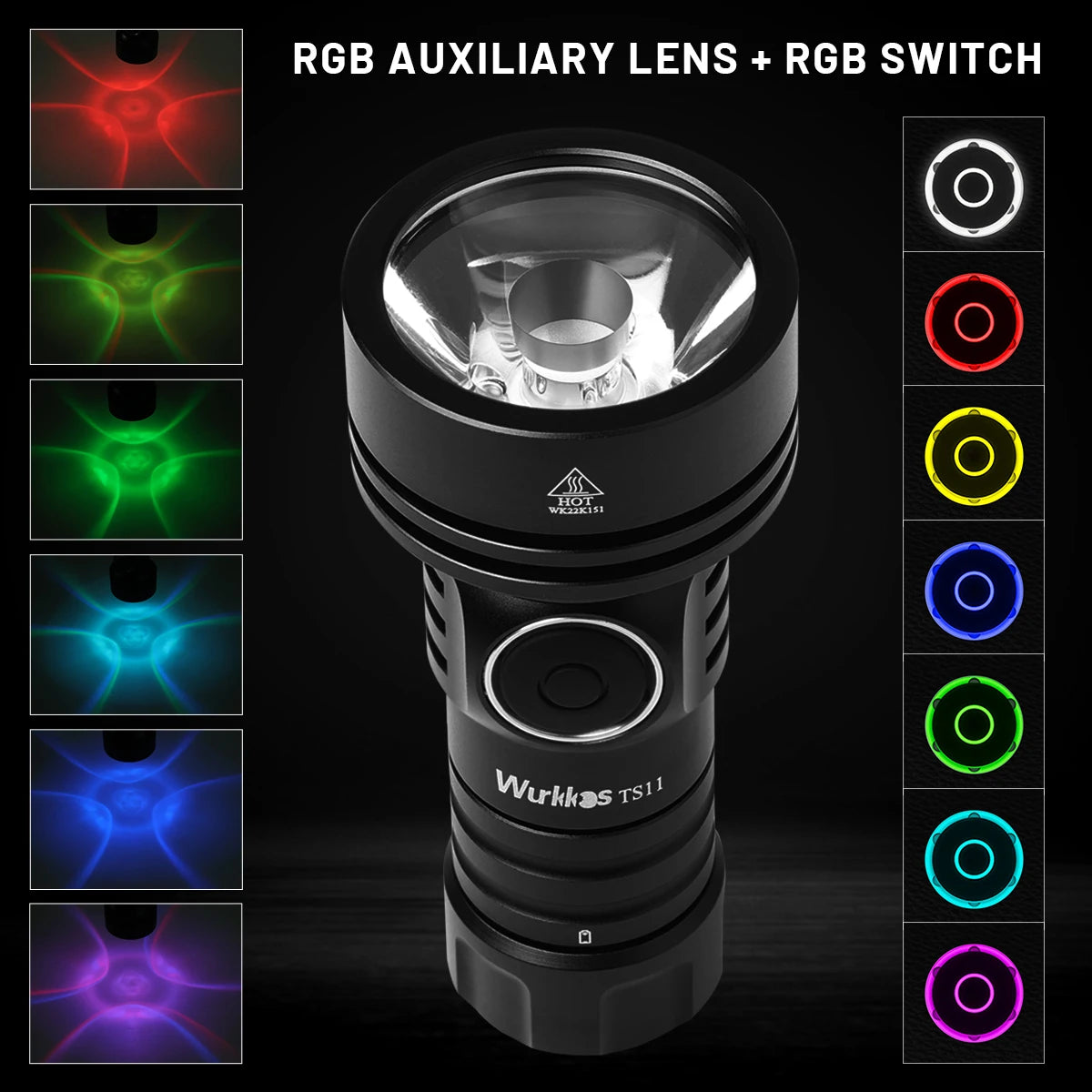 WURKKOS TS11 Mini 2000 Lumen USB-C EDC Flashlight with RGB Aux LEDs and Anduril 2.0