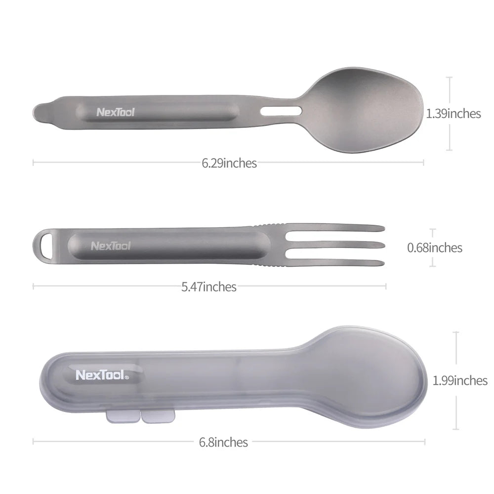 NEXTOOL Fork Spoon 2-in-1 Pure Titanium Spork for Camping and Outdoor Use